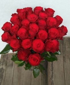 Rudé růže 25 ks – dlouhé stonky